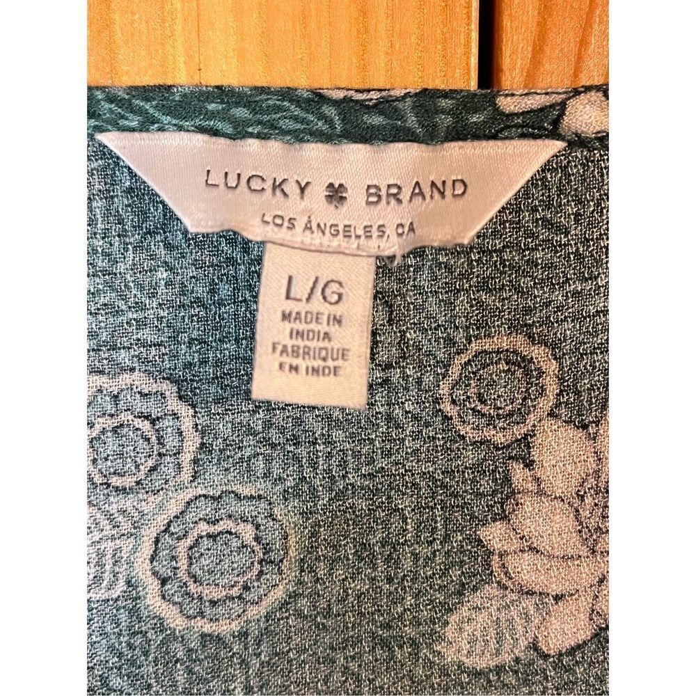 LUCKY BRAND Floral Top Large Green (2517) - Picture 3 of 7